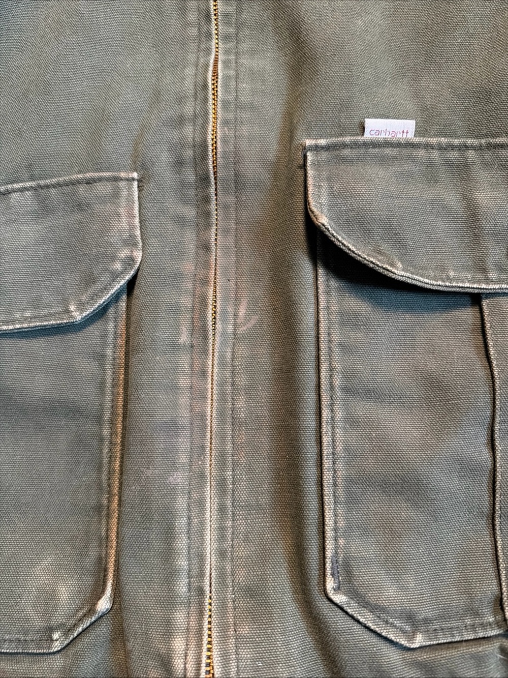 Vintage 1994 Carhartt JR264 Forest Green Duck Canvas Bomber Flight Jacket Med 42 - Picture 4 of 12